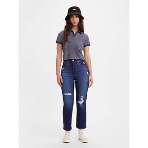 NWT Levi’s Ribcage Straight Ankle Distressed Jean in Dark Indigo, Size 24 x 27